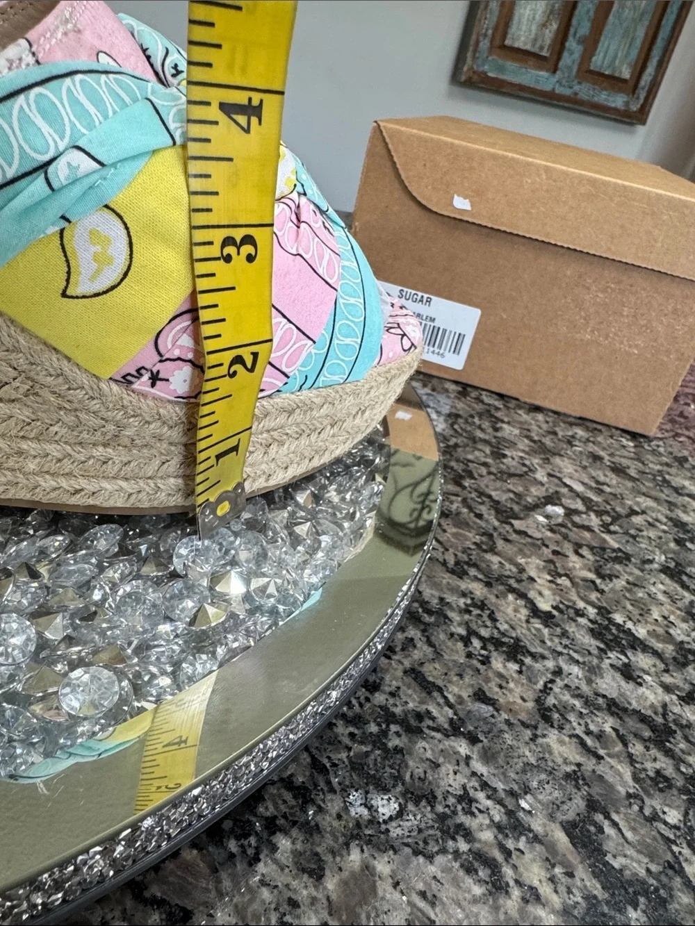 Sugar Bandana-Print Rope Wedge espadrilles Slides in NWT 6